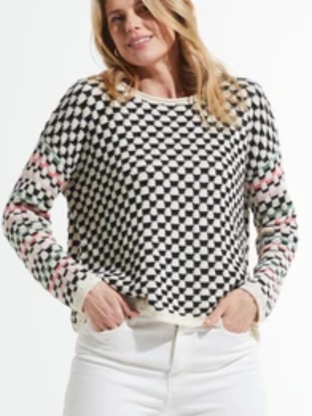zaket and plover checkerboard sweater 
In Vanilla*